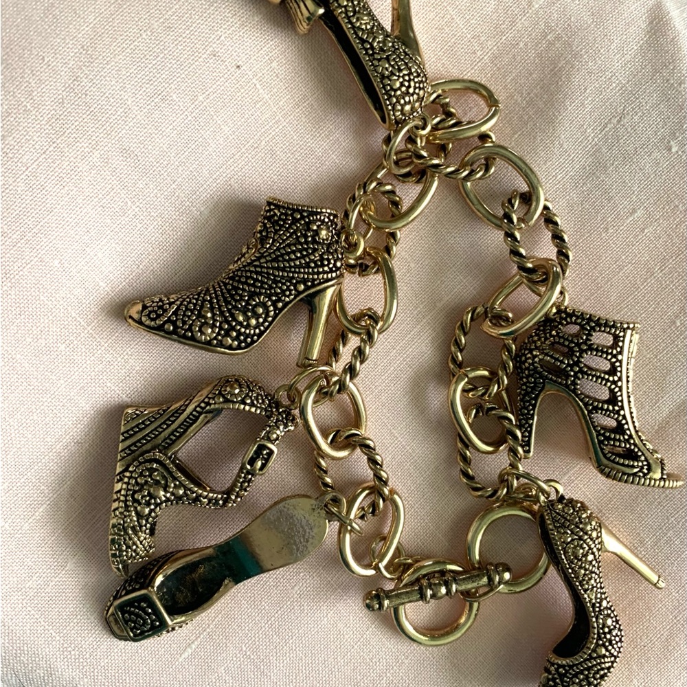 Gold Shoe Charm bracelet.
